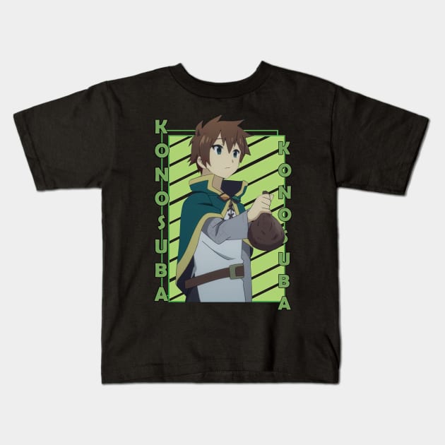 Kazuma Satou Kono Subarashii Sekai ni Shukufuku wo Color Stripe Kids T-Shirt by CarolIrvine